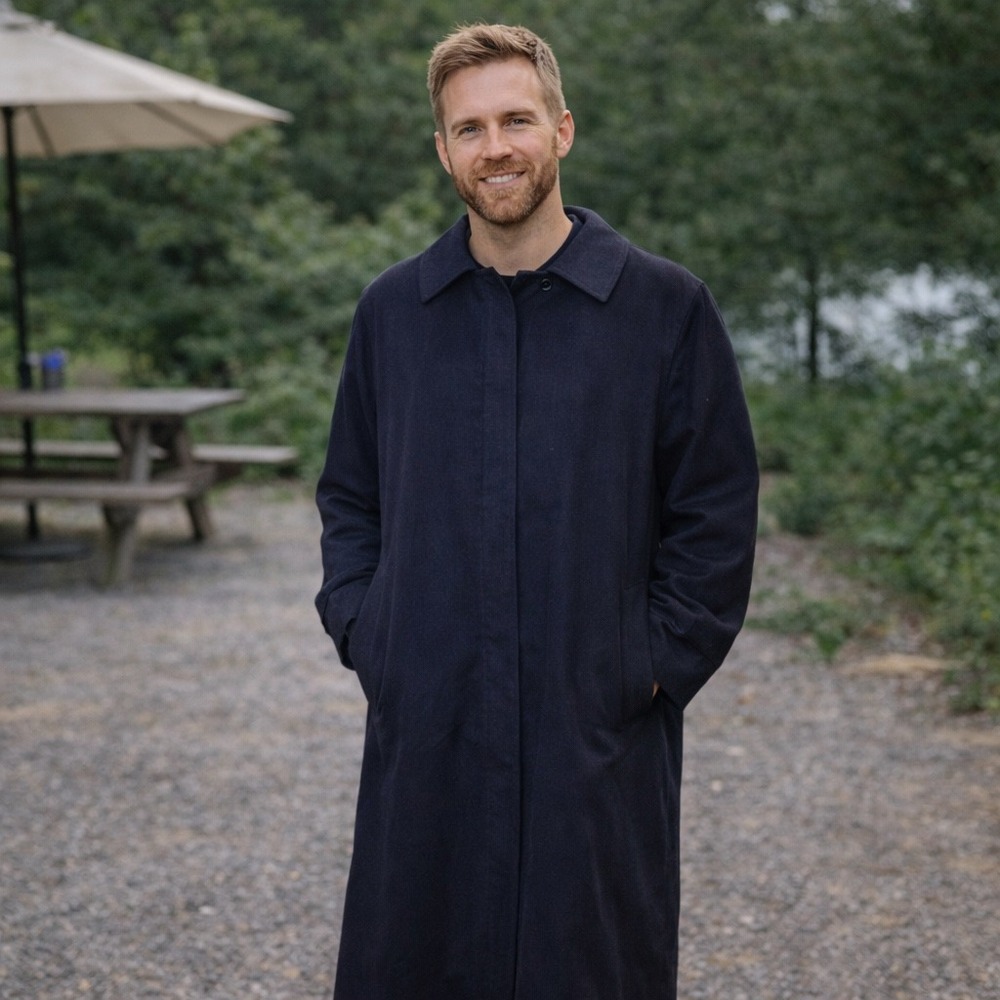 Golden Gate Mens Vintage Navy Blue Wool Blend Long Overcoat Size 44